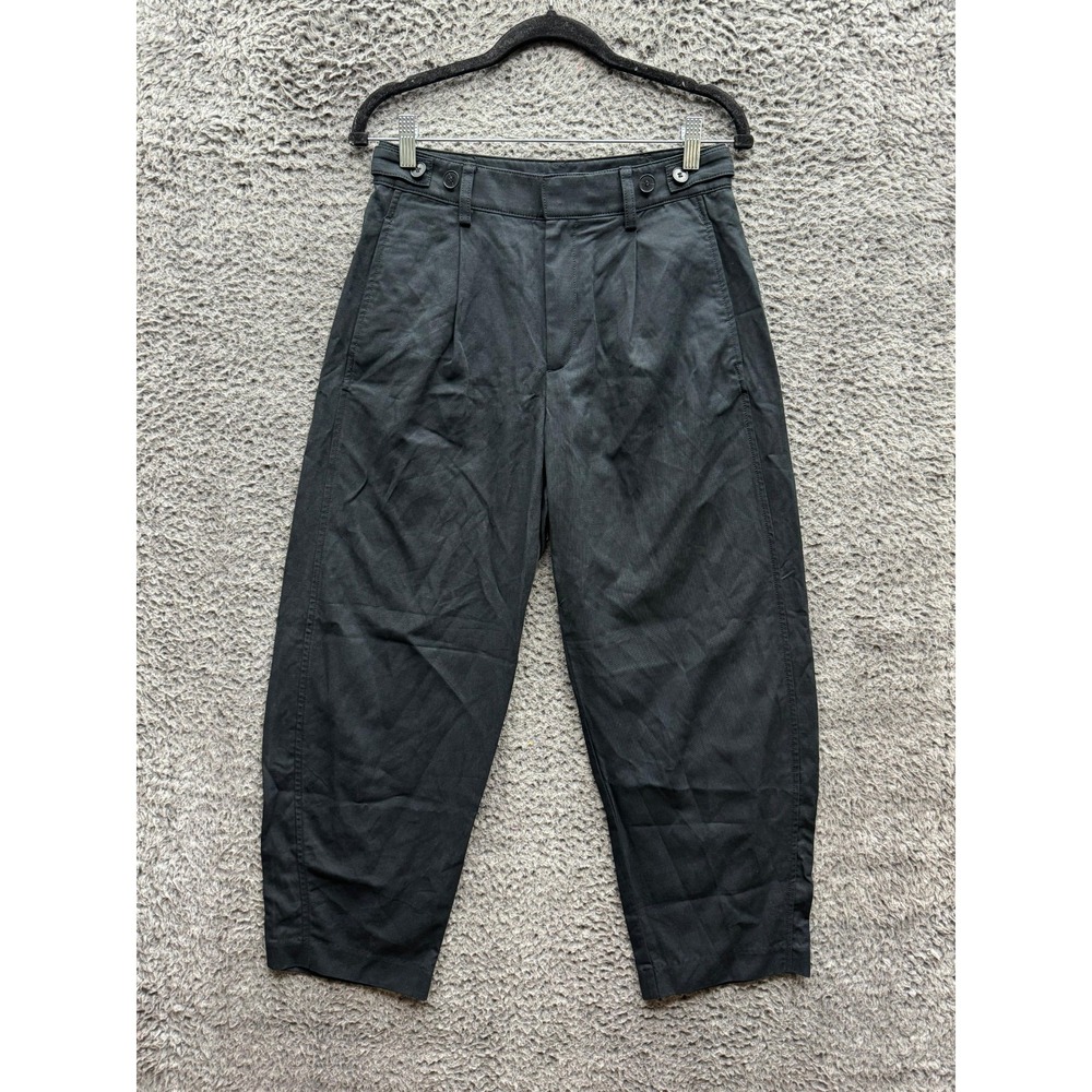 Madewell Pleated The Barrel-Leg Pant In Drapey Twill True Black Womens Size‎ 2